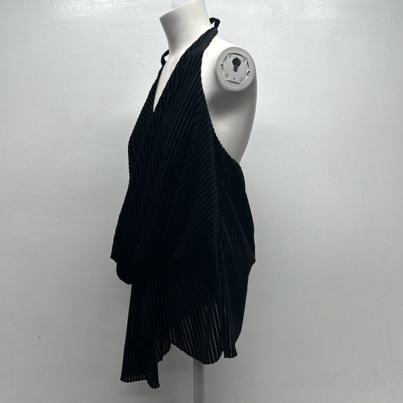 Misa LA Leticia Halter Top Blouse Velvet Velour Stripes Striped Black Size Small - Picture 6 of 10